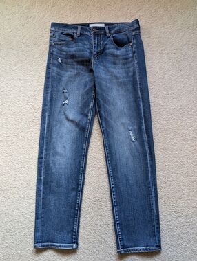 Liverpool Girlfriend Washed Dark Blue Distressed Jeans